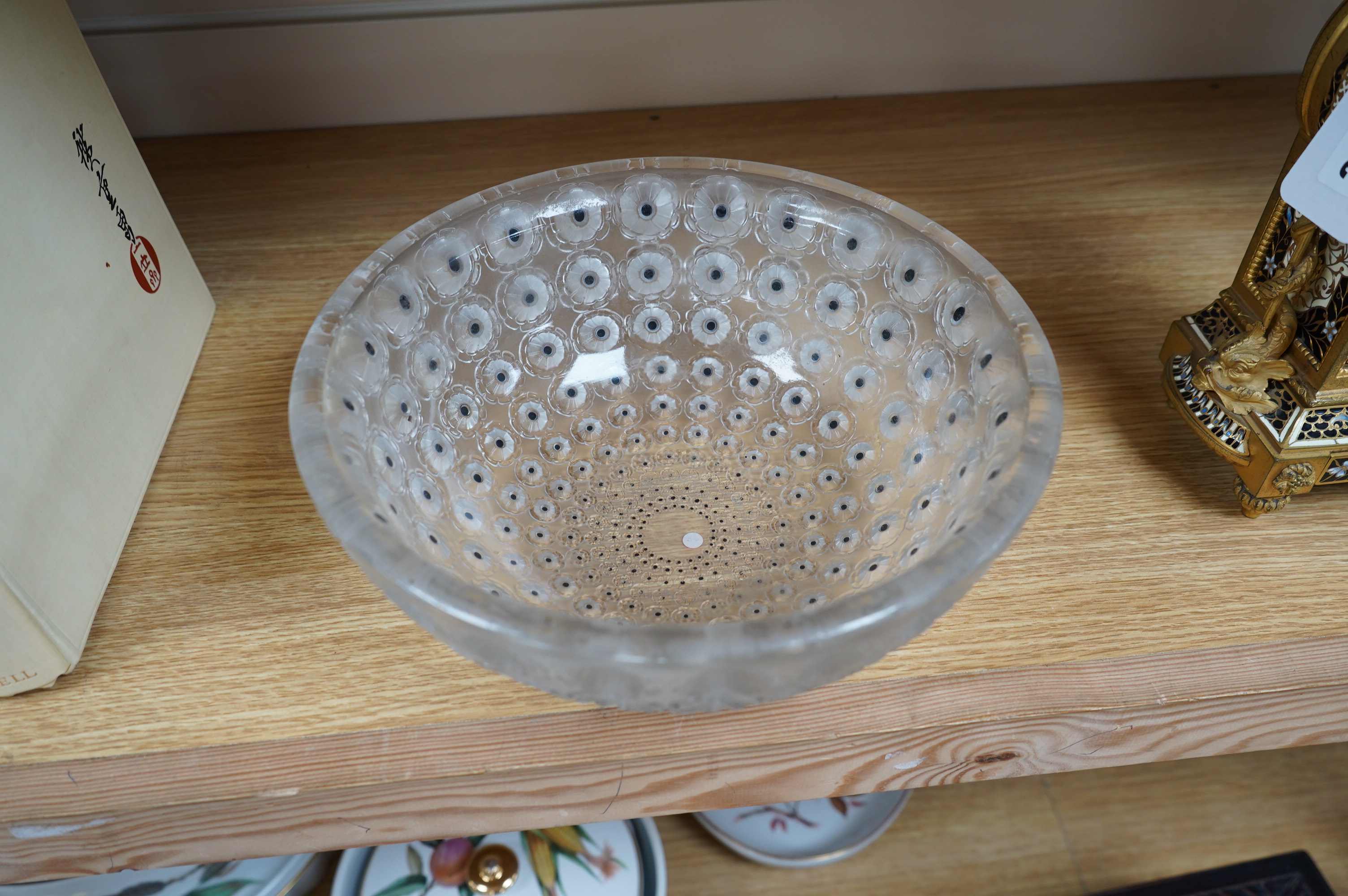 A Lalique Nemours pattern bowl, diameter 25.5cm. Condition - good.